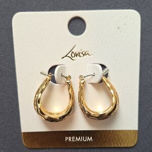 Gold Twisted Hoop Earrings with Polished Finish